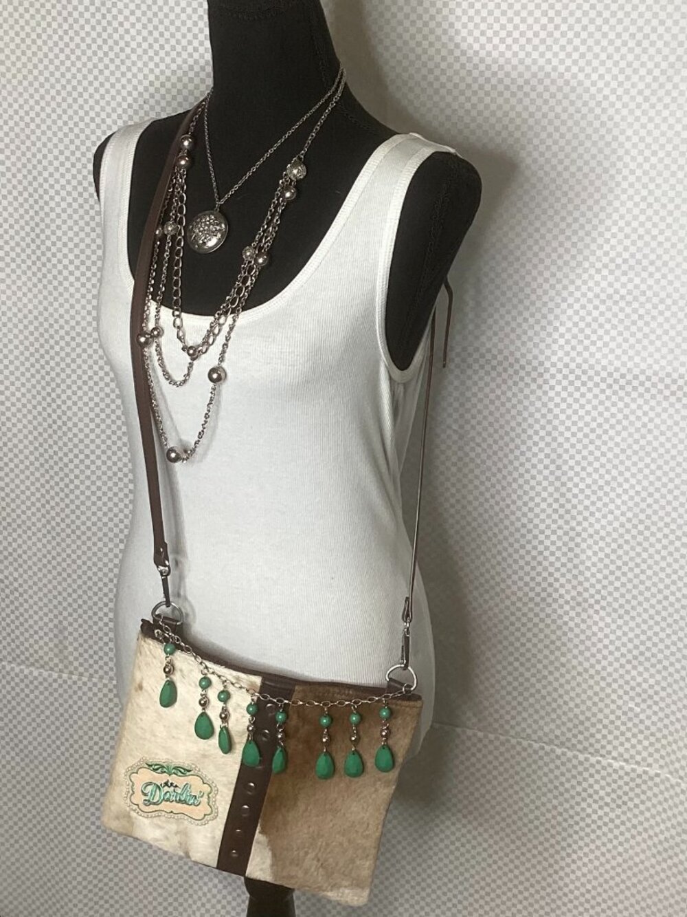 Western Genuine Cowhide crossbody purse with flair